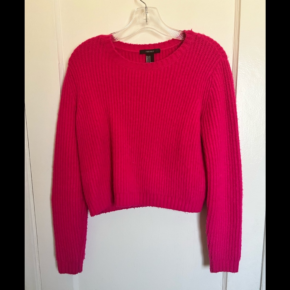 Forever 21, size M, fuchsia knit sweater